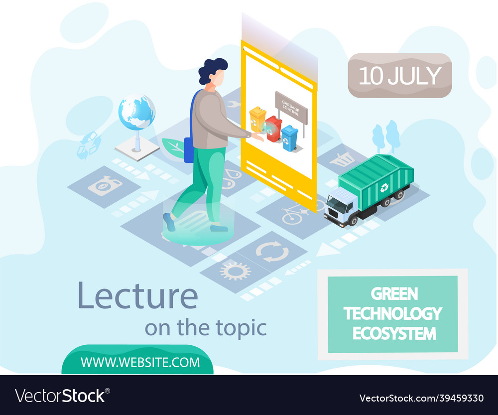 Lecture on topic of green technology ecosystem vector image Lecture on topic of green technology ecosystem