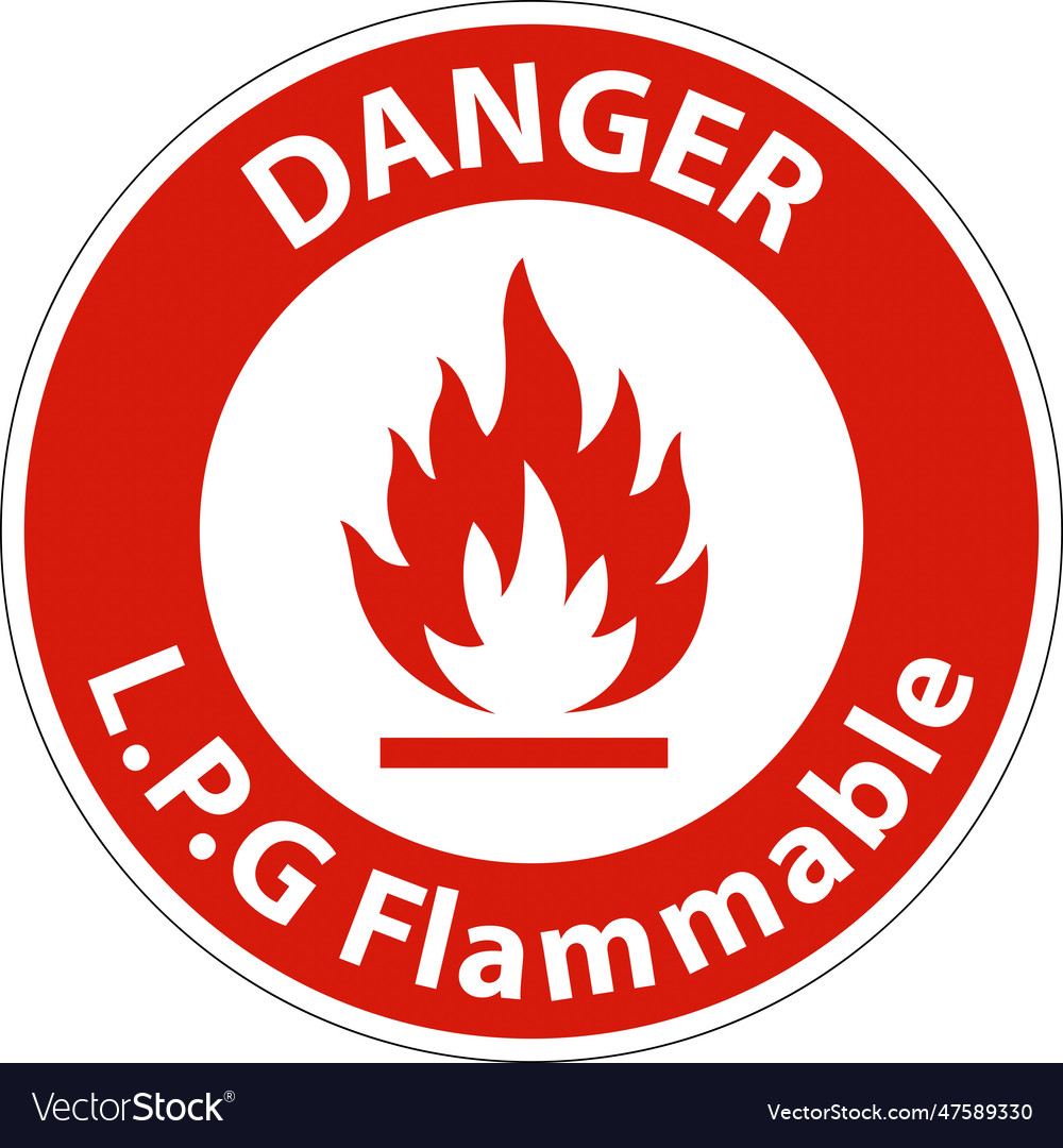 Lpg flammable symbol sign on white background Vector Image