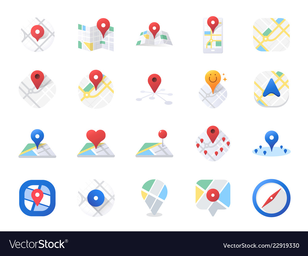 Map icon set vector image Map icon set