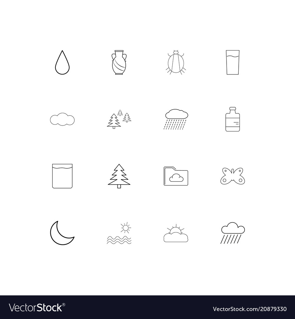 Nature linear thin icons set outlined simple