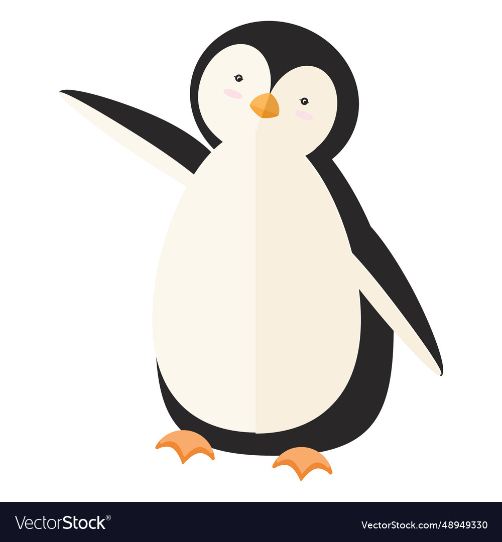 Penguin fat beak wing flat Royalty Free Vector Image