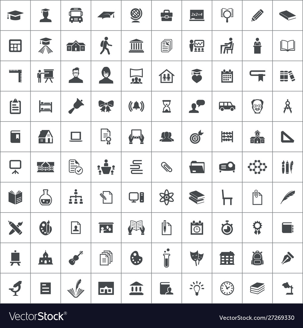School 100 icons universal set for web and ui