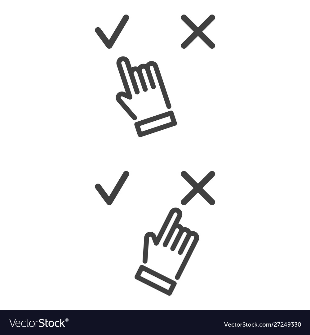 Selection icons set yes and no pointer
