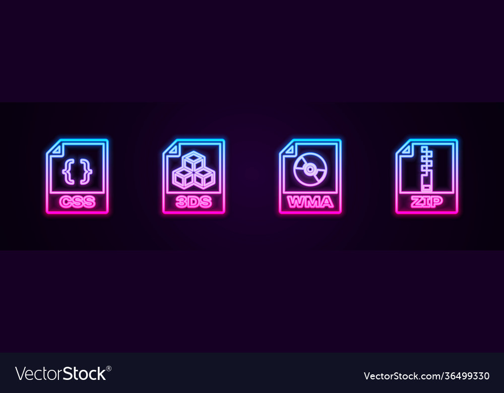 Set line css file document 3ds wma and zip vector image Set line css file document 3ds wma and zip