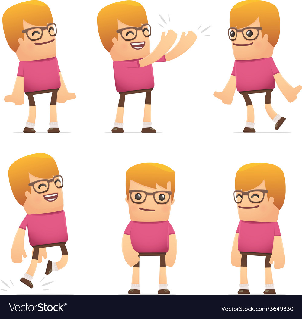 Set of dude character in different poses