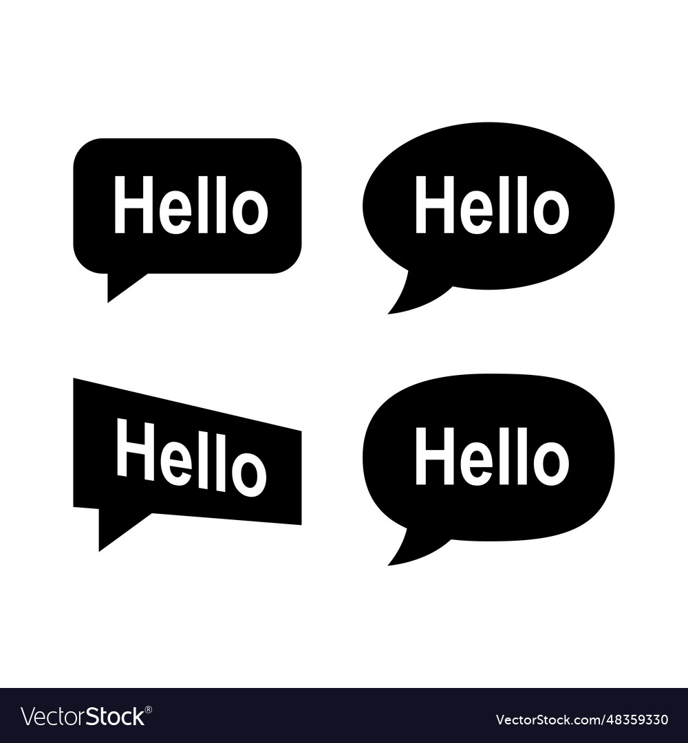Set of hello speech bubble or dialogue balloon vector image Set of hello speech bubble or dialogue balloon