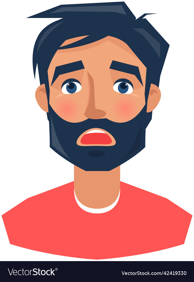 Shocked scared face expression of adult man Vector Image