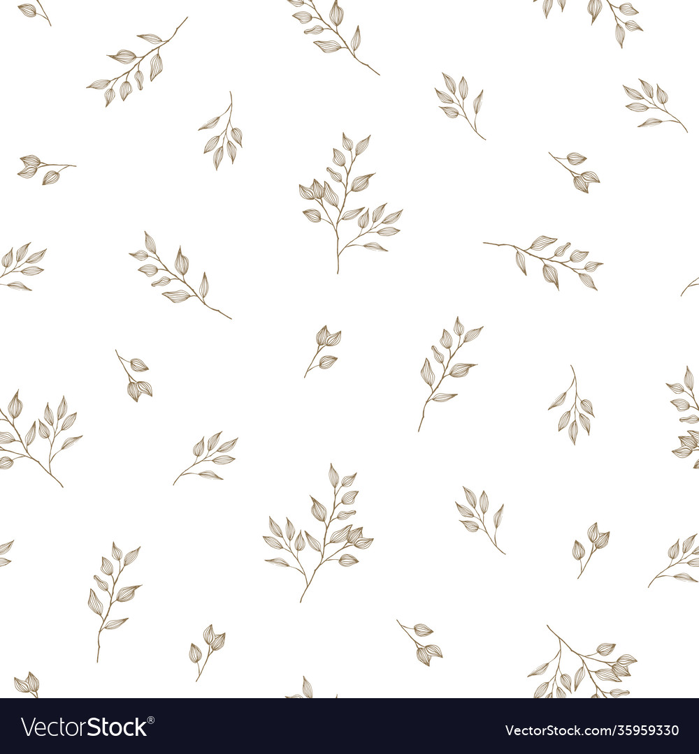 Simple leaves repeat pattern vector image Simple leaves repeat pattern