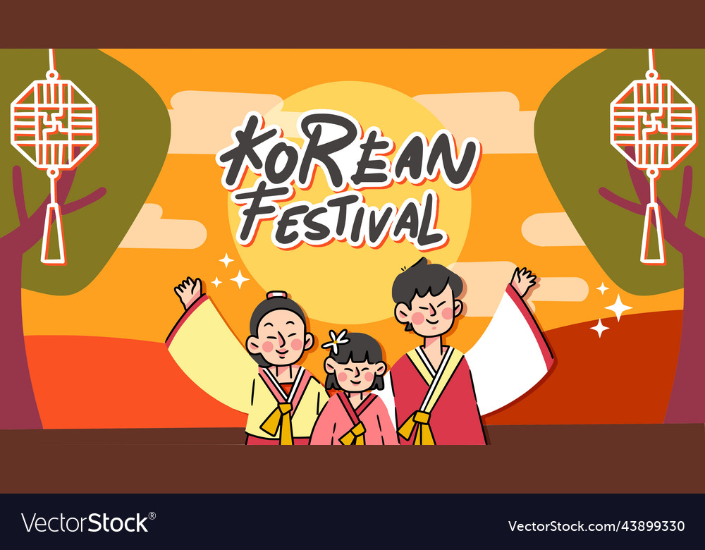 Sweet Sonnenuntergang korean familie grüßebanner doodle