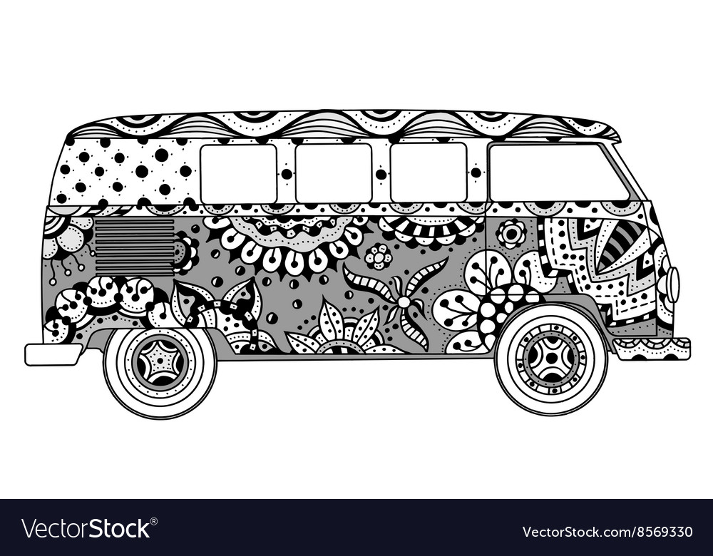 Van in tangle patterns style