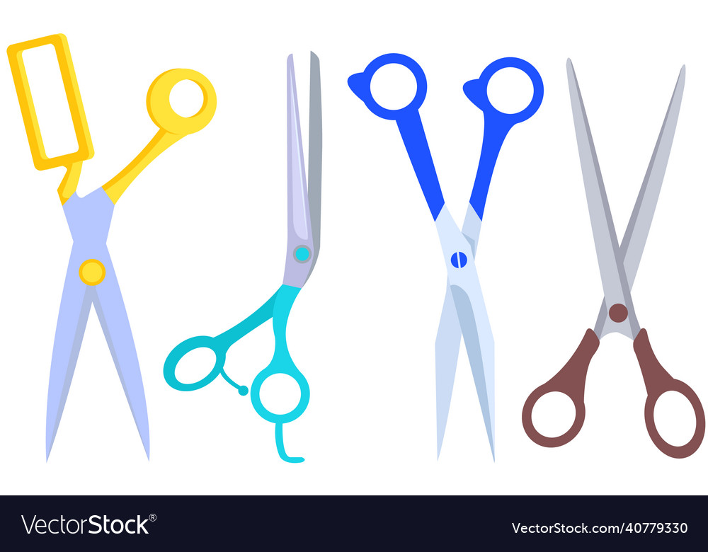 Various shapes scissors set tool made of blades Vector Image