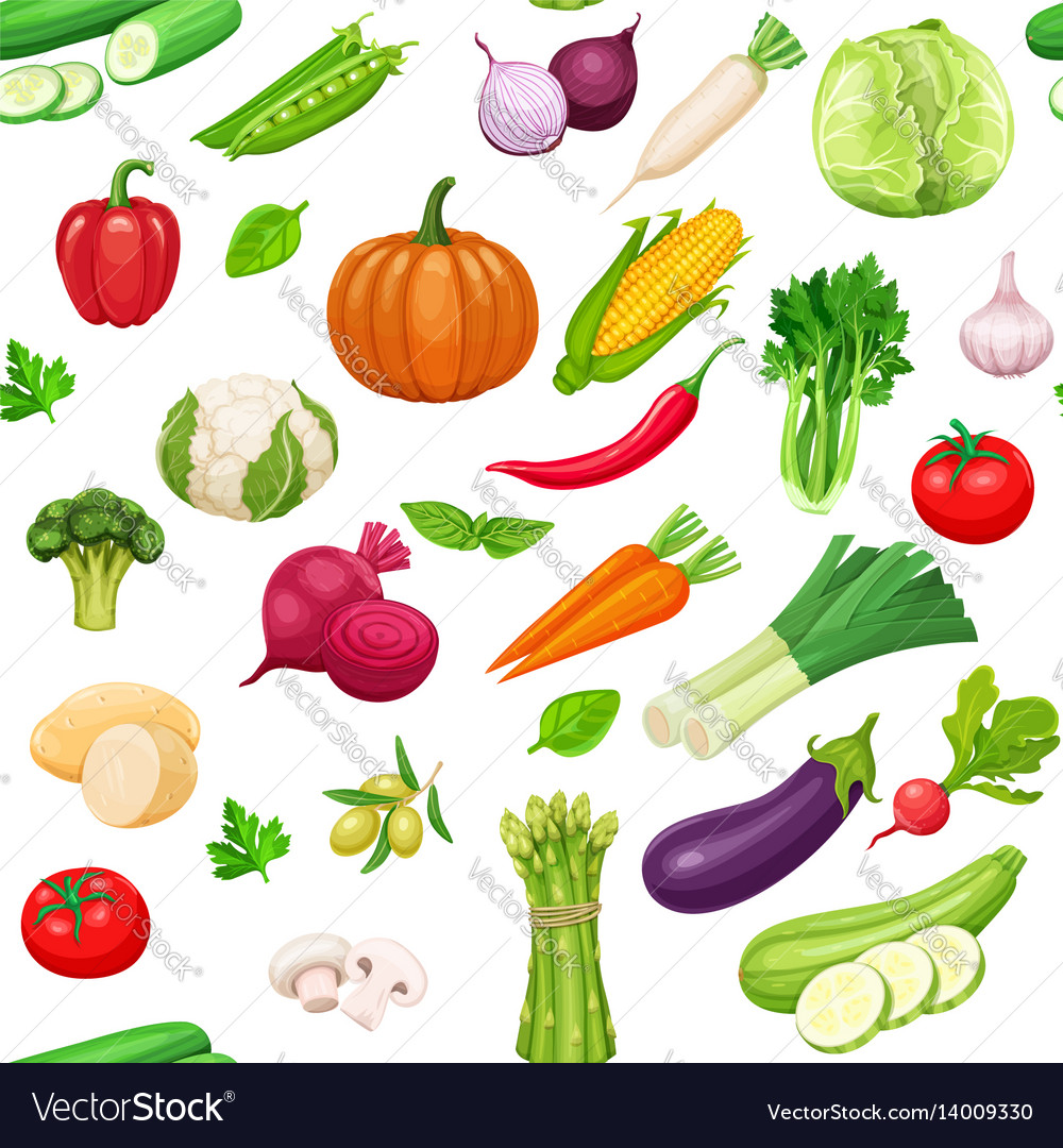 Vegetables seamless pattern Royalty Free Vector Image