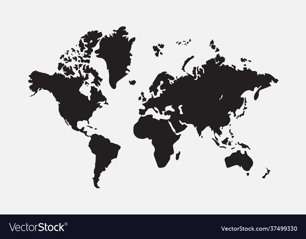 World map isolated on white background flat