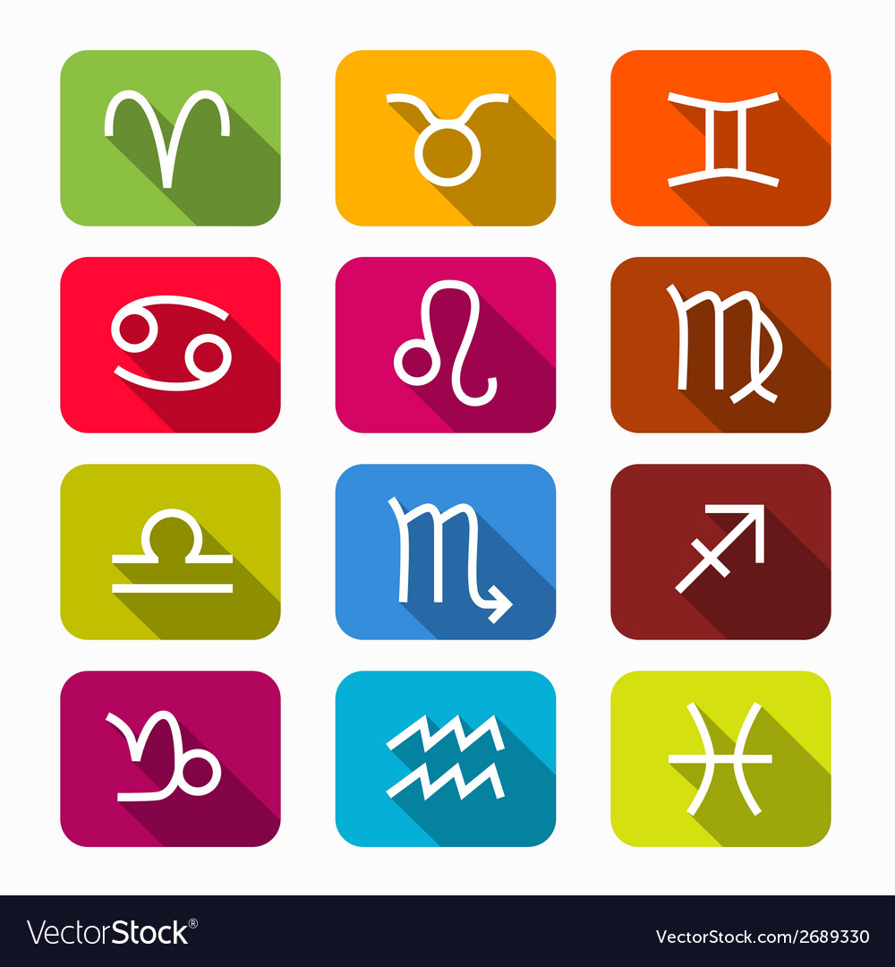 Zodiac horoscope colorful symbols on rounded Vector Image