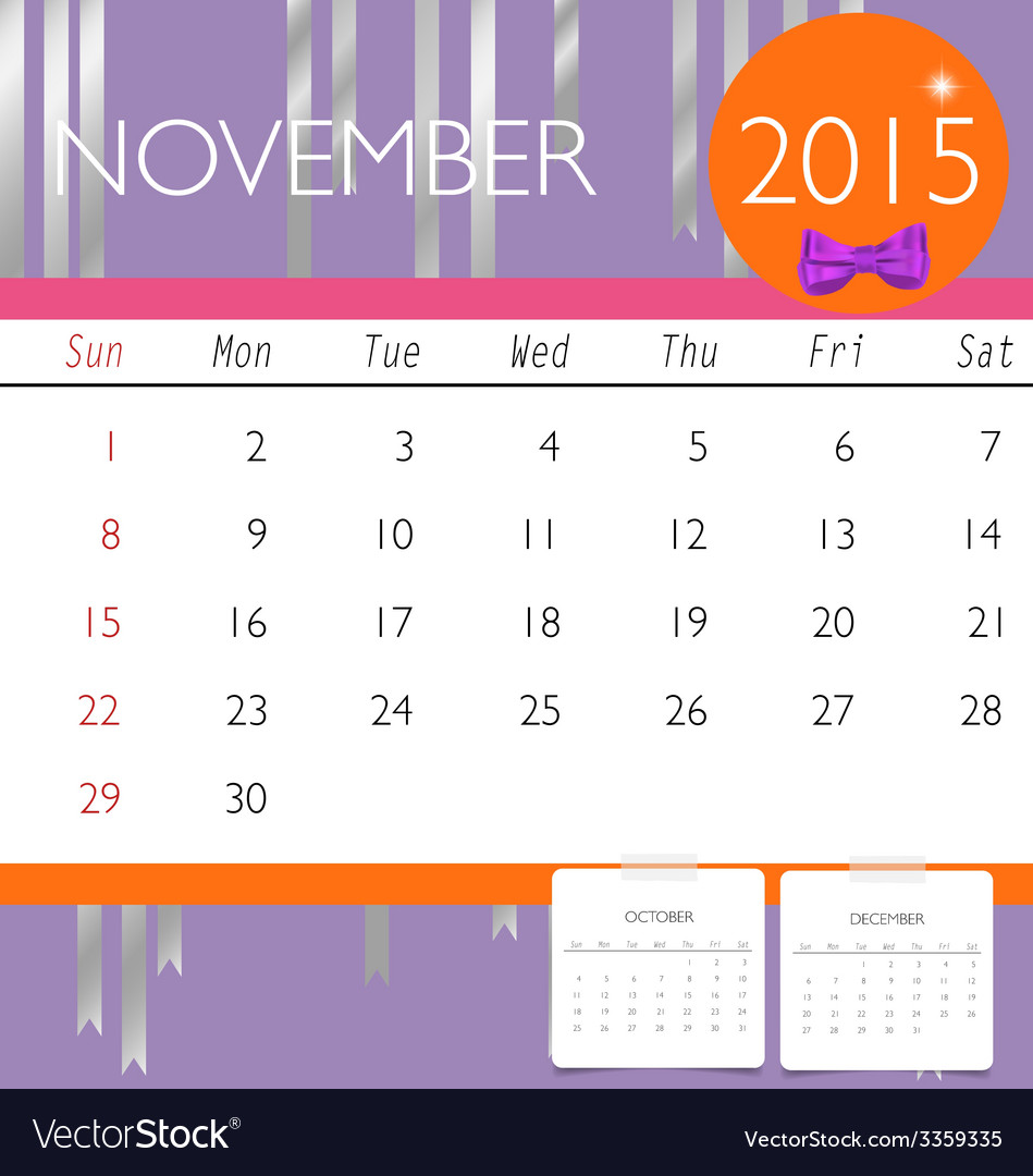 2015 calendar monthly template Royalty Free Vector Image