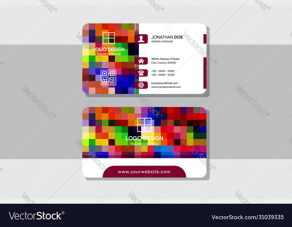 Abstrakte bunte Mosaik Visitenkarte Design vector image Abstrakte bunte Mosaik Visitenkarte Design