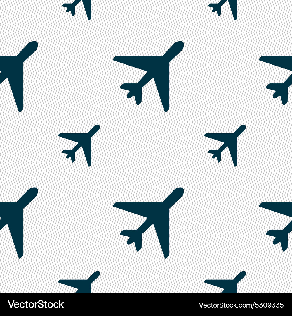 Airplane icon sign seamless pattern with geometric