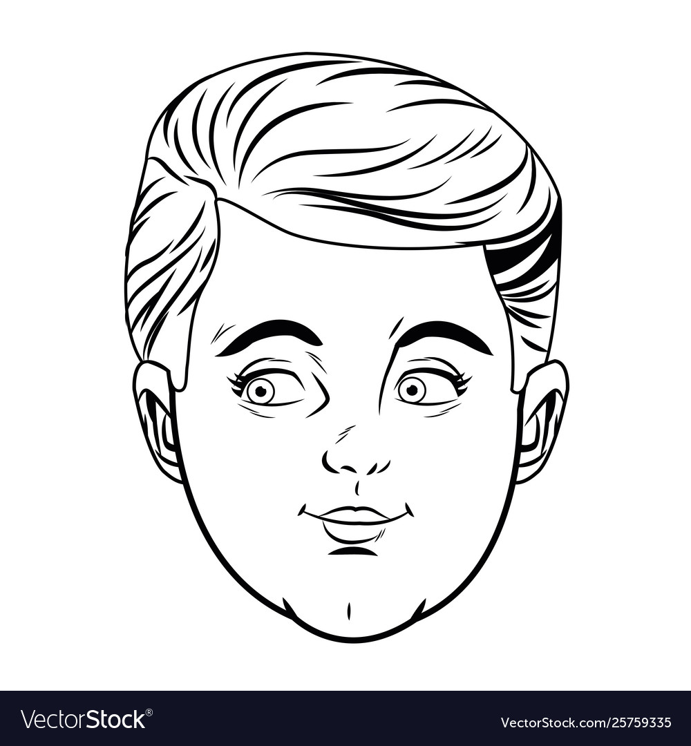 Boy Face Avatar Profile Picture Black And White Vector Image