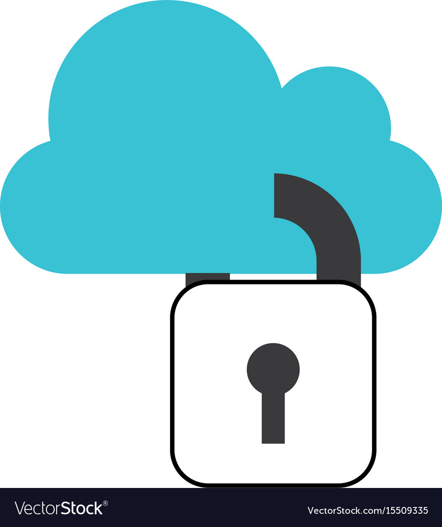 Cloud computing with padlock isolated icon