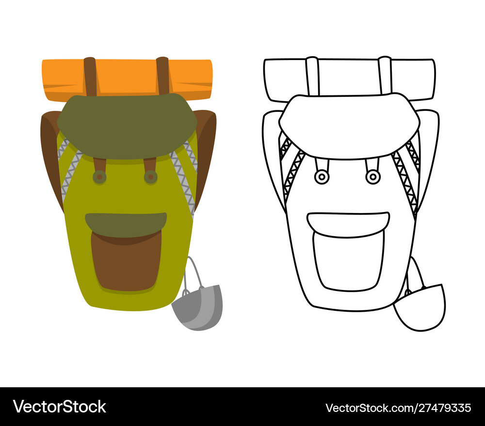 Colorful camping backpack in flat design with Vector Image