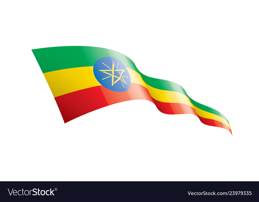 Ethiopia flag on a white