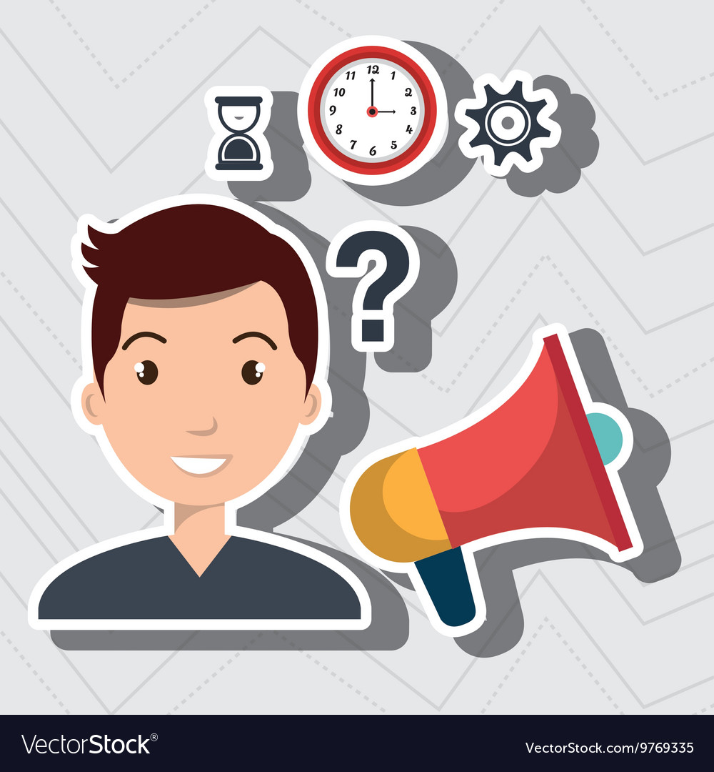 Man with speaker isolated icon design