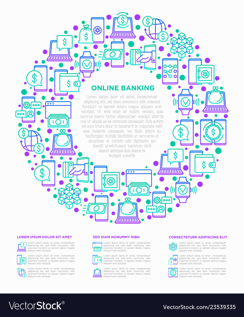 Online banking concept in circle