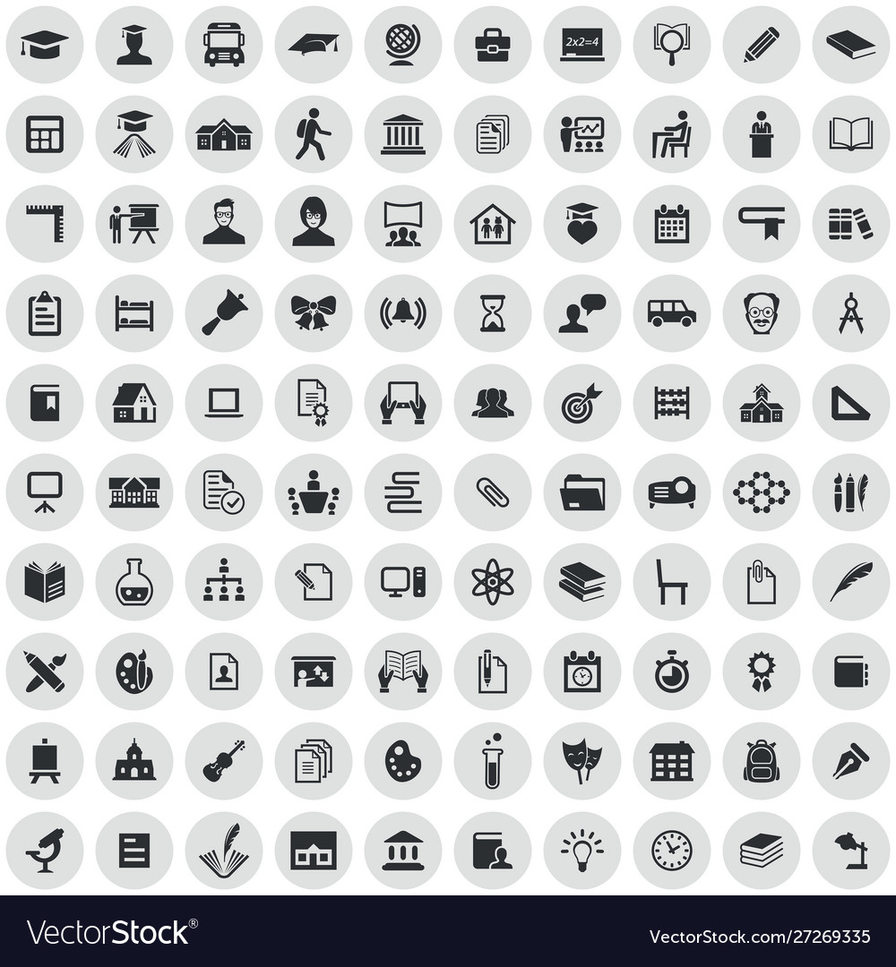 School 100 icons universal set for web and ui
