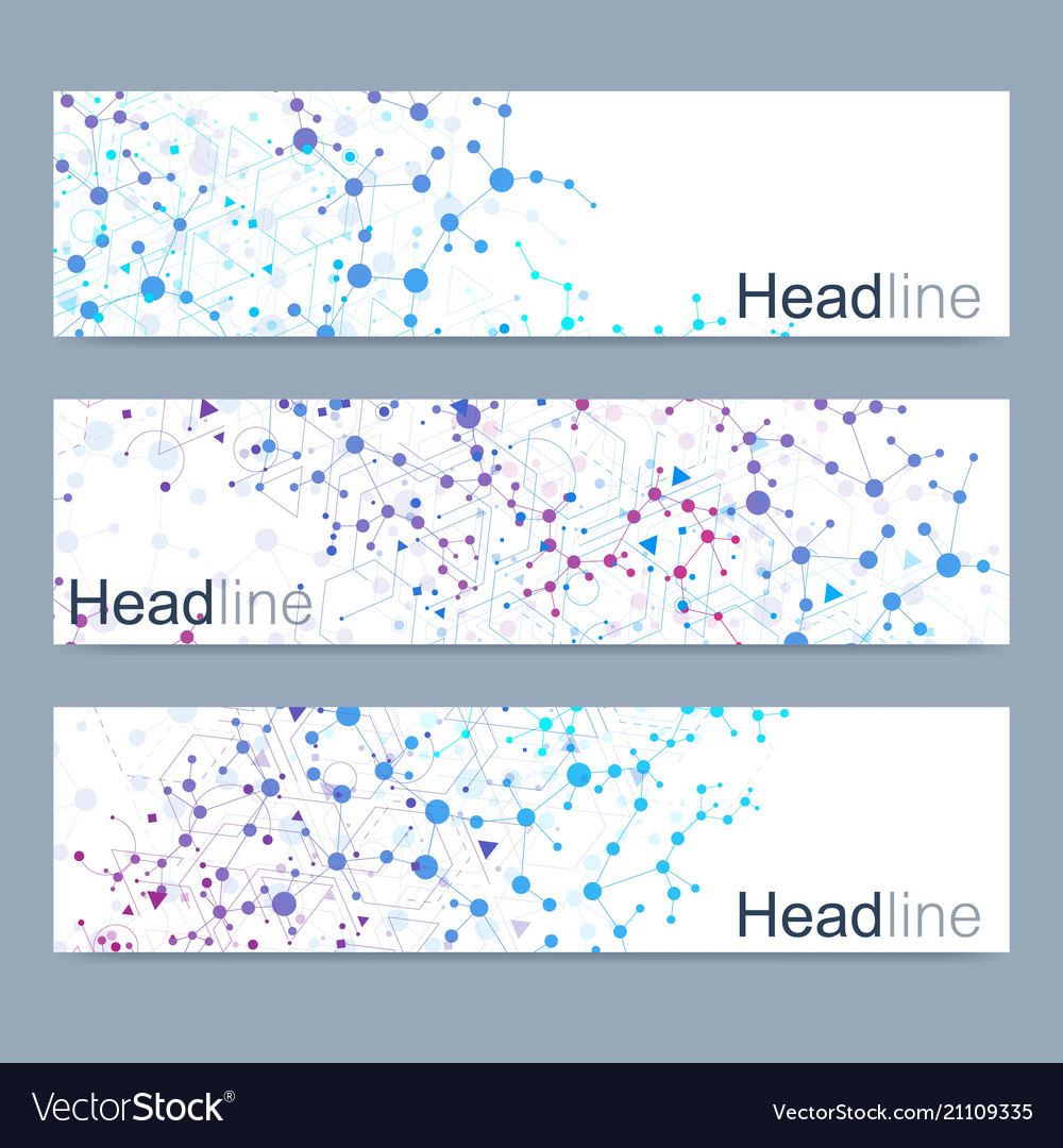 Scientific set of modern banners dna