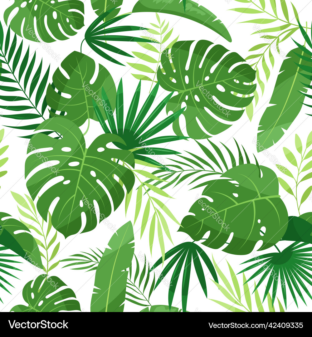 Seamless pattern of tropical leaves Royalty Free Vector