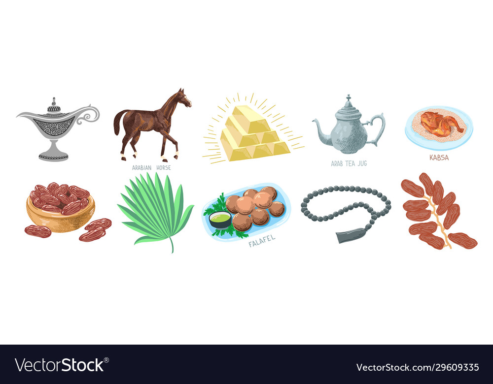 Set 10 sketch drawing arabic symbols from vector image Set 10 sketch drawing arabic symbols from
