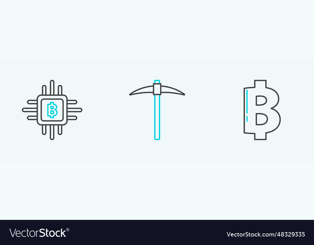 Set line cryptocurrency coin bitcoin cpu mining vector image Set line cryptocurrency coin bitcoin cpu mining