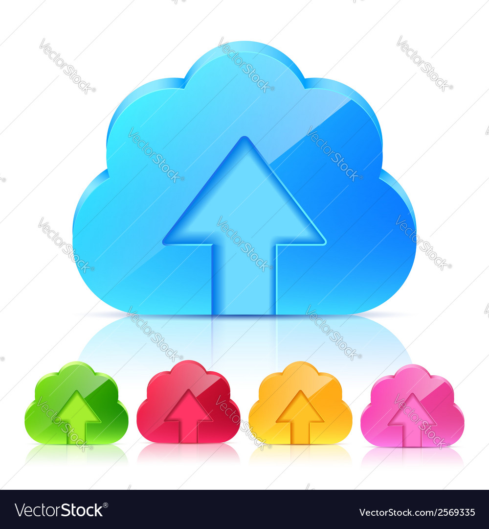 Set of upload cloud icons