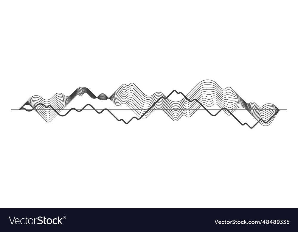 Wavy line chart volume waveform sound record vector image Wavy line chart volume waveform sound record