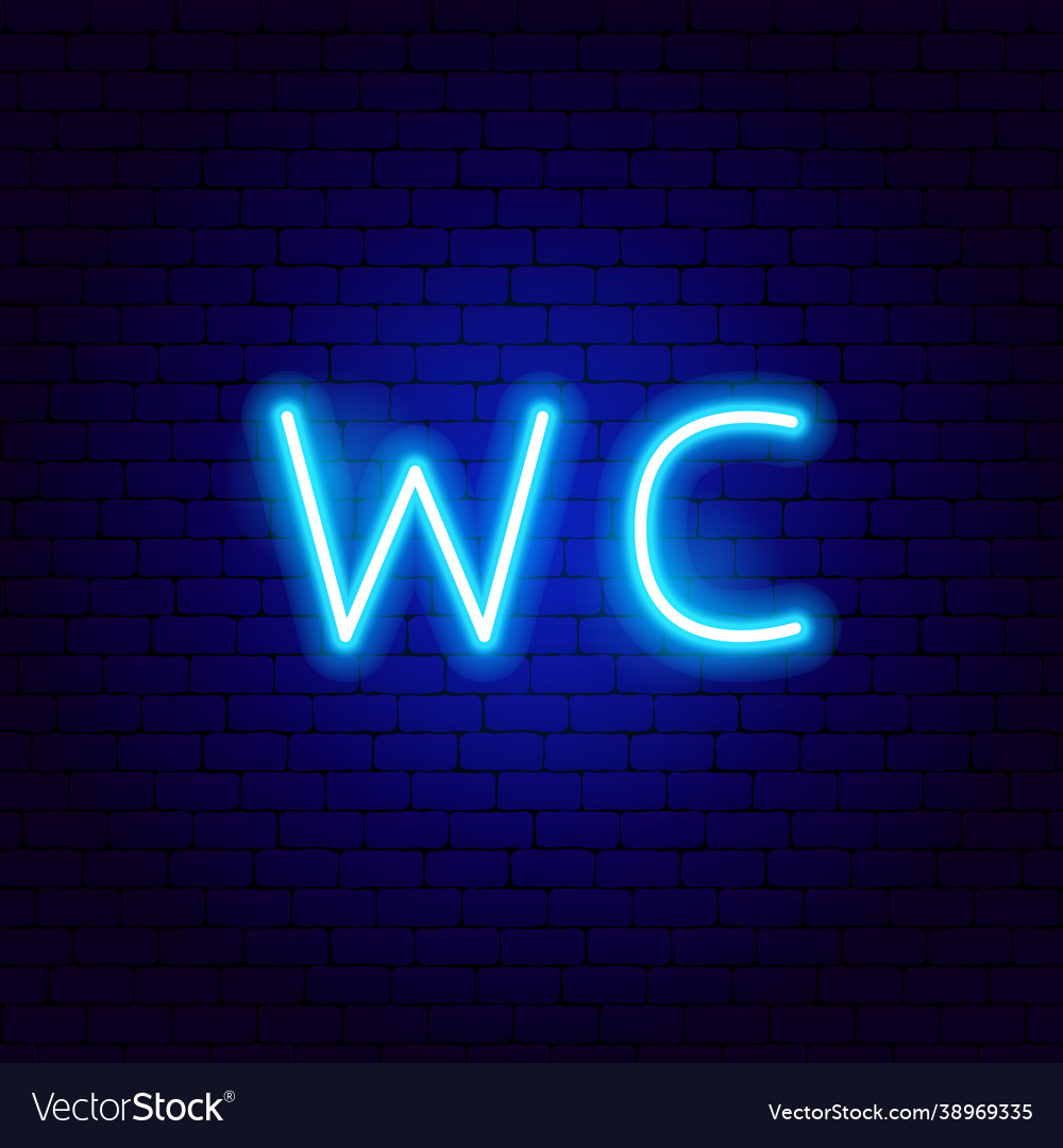 Wc neon text vector image Wc neon text