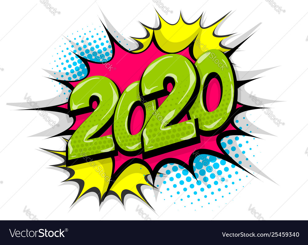 2019 year pop art comic book text speech bubble Vector Image