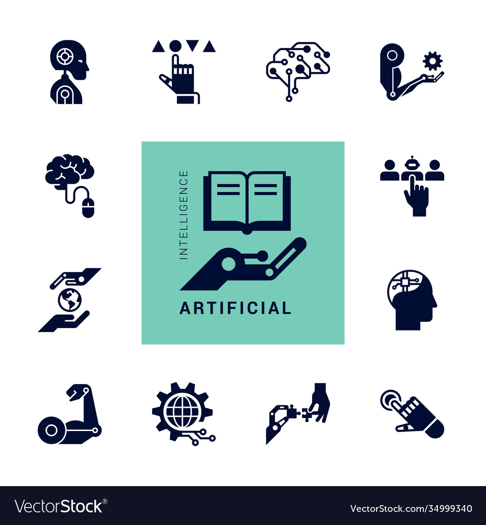 A large collection linear icons artificial vector image A large collection linear icons artificial