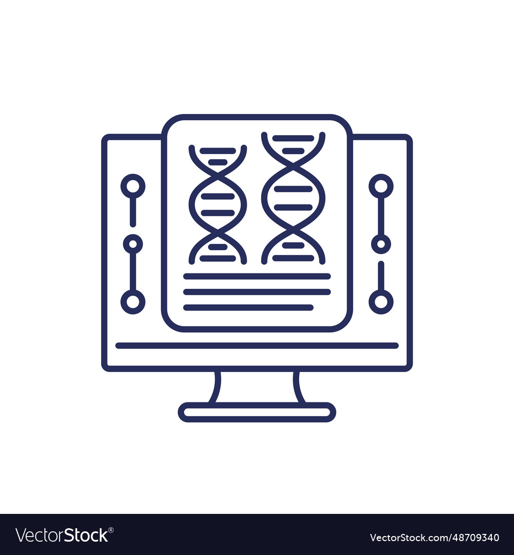Bioinformatics line icon with dna