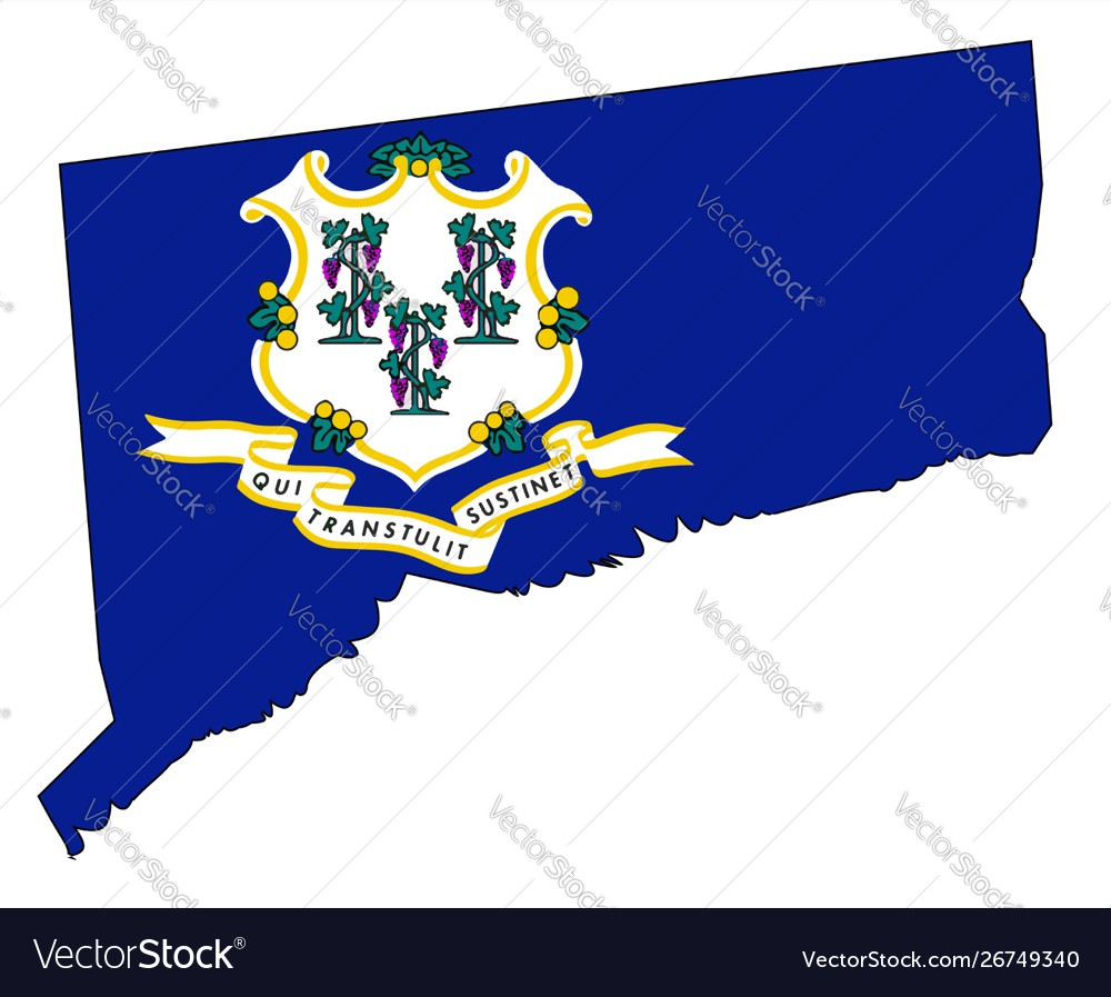 Connecticut State Map with Flag