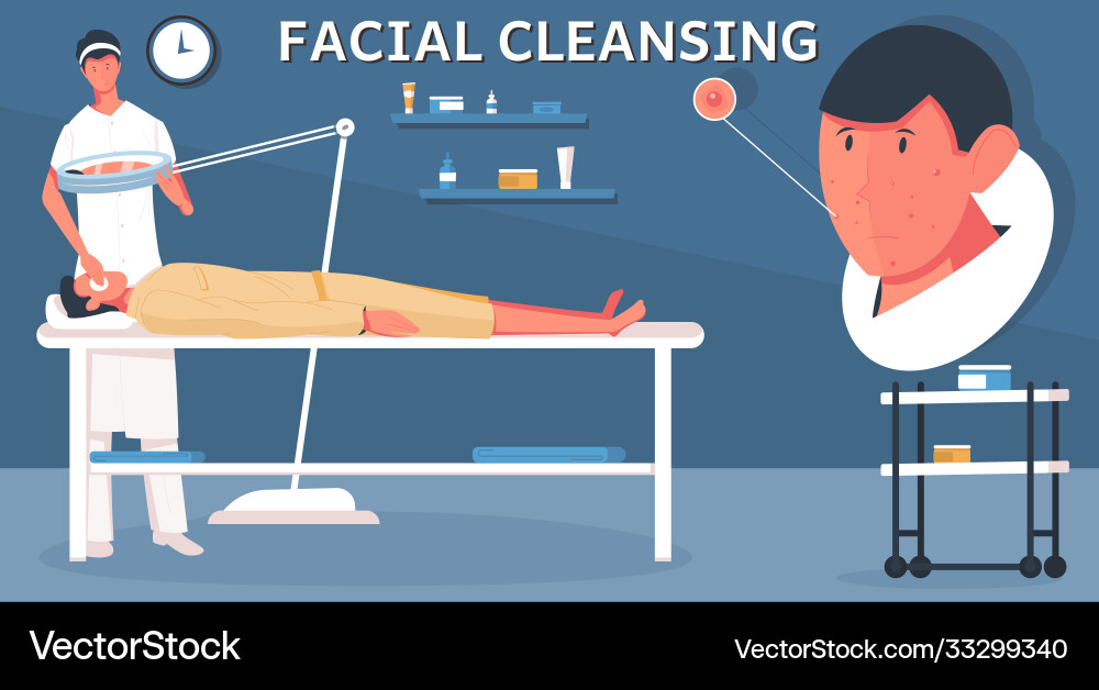 Facial cleansing flat composition Royalty Free Vector Image