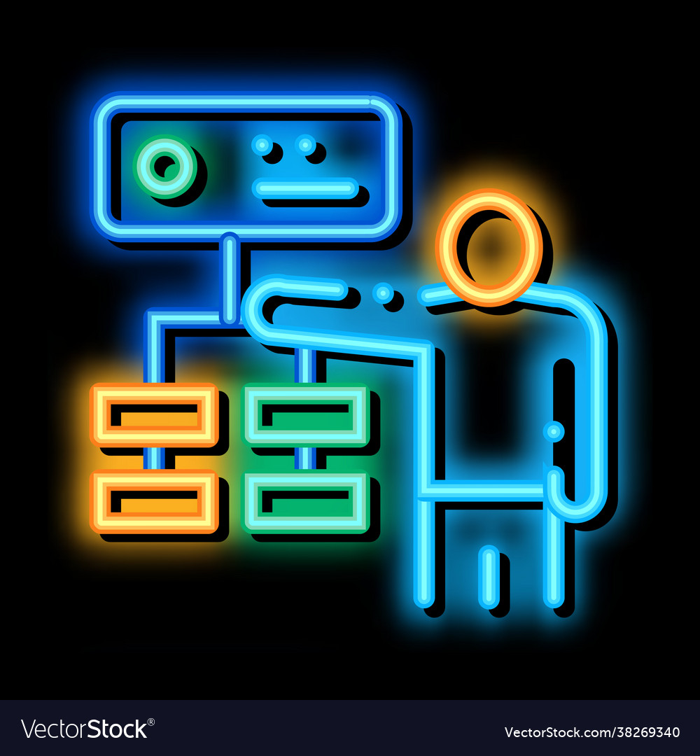Gradual algorithm neon glow icon vector image Gradual algorithm neon glow icon