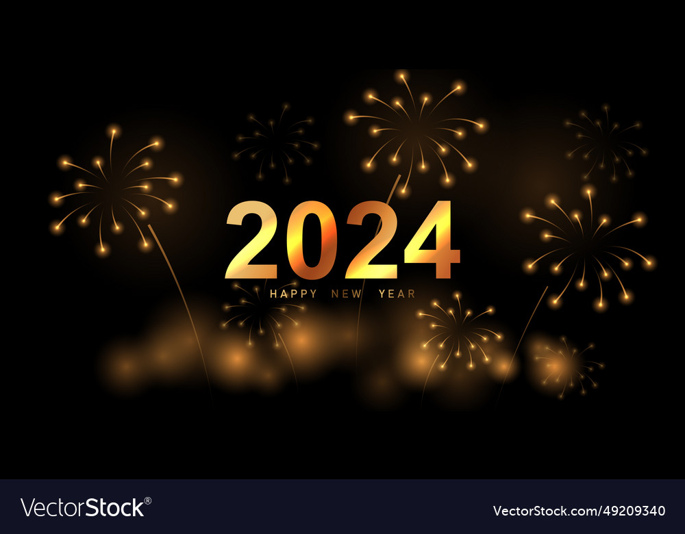 Happy new year 2024 with golden 3d typography Vector Image