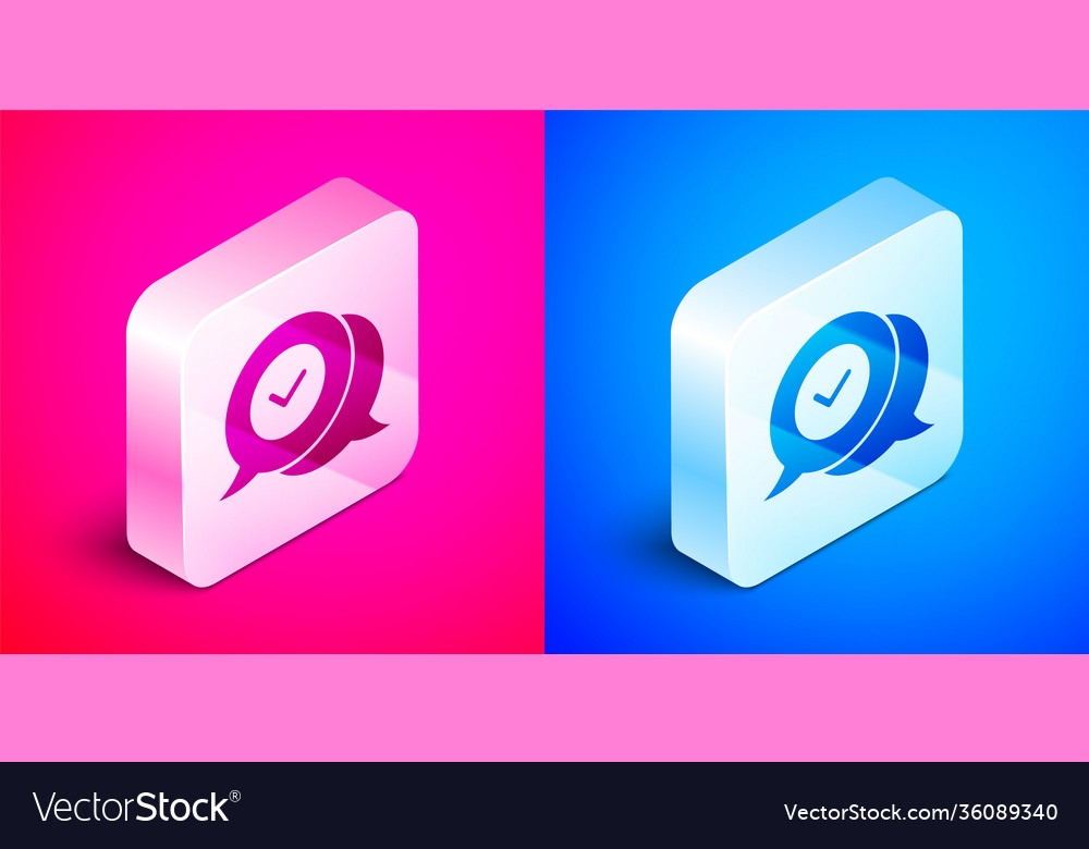 Isometric check mark in speech bubble icon Vector Image Isometric check mark in speech bubble icon