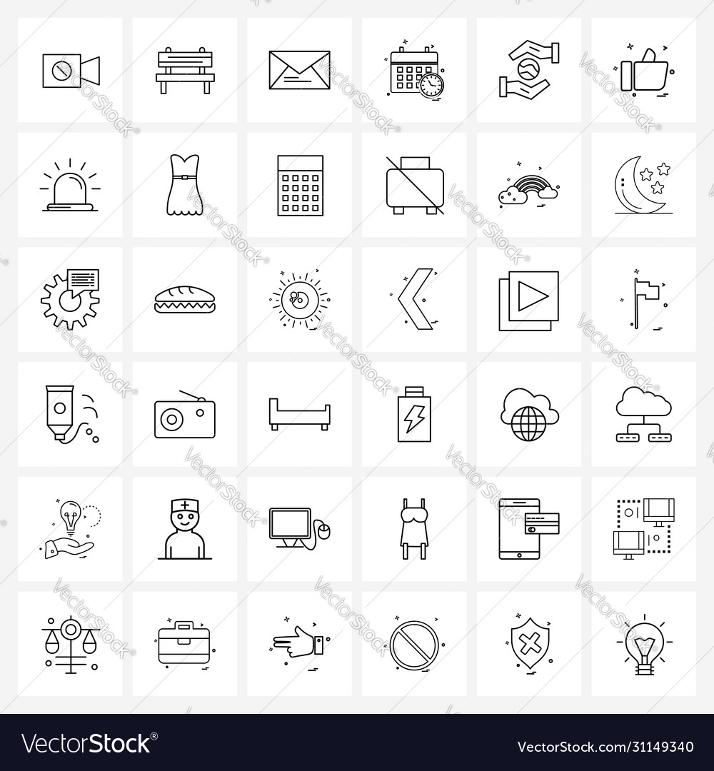 Modern style set 36 line pictograph grid based