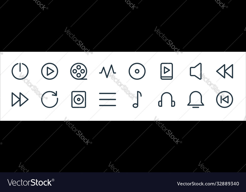 Multimedia line icons linear set quality