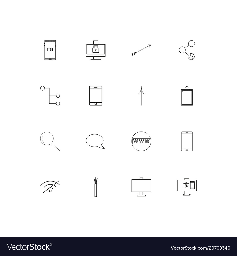 Network and database simple linear icons set