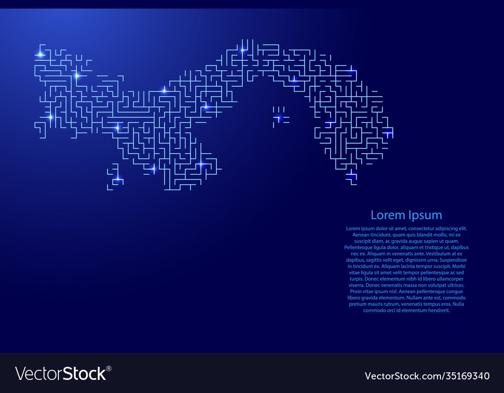 Panama map from blue pattern maze grid vector image Panama map from blue pattern maze grid