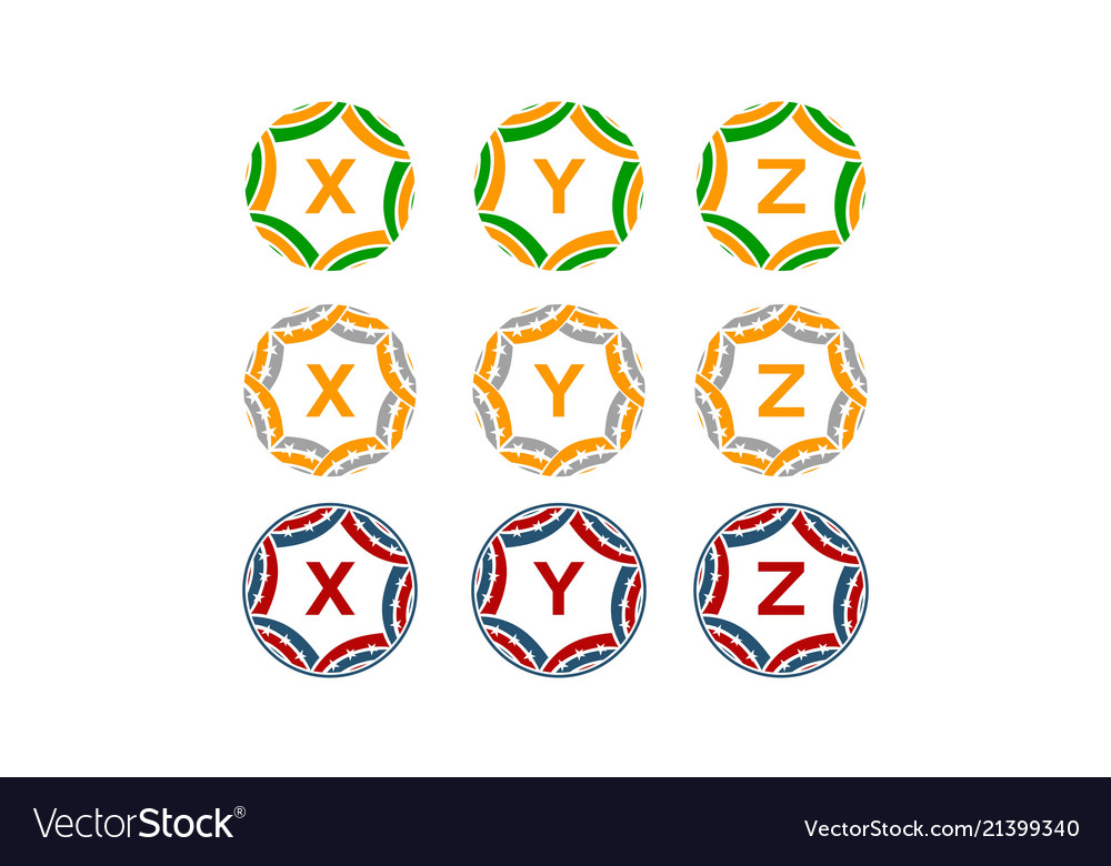 Ribbon circle star initial set