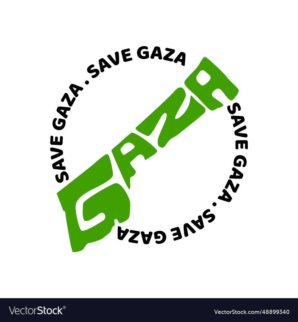 Save gaza text with map typography vector image Save gaza text with map typography
