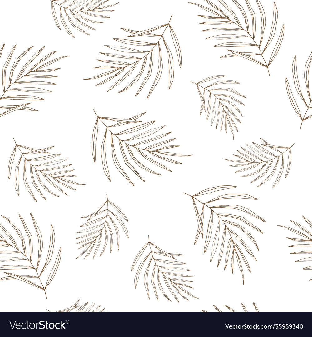 Simple palm leaves repeat pattern vector image Simple palm leaves repeat pattern